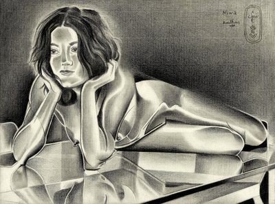 Pensive Woman Reflection by Corné Akkers