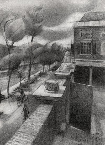 Vintage City Street View by Corné Akkers