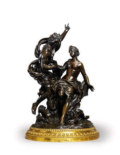 A Louis XIV bronze group representing Bacchus and Ariadne, c. 1704 by Corneille van Cleve