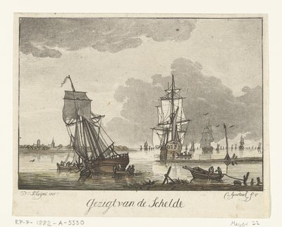 View of the Scheldt with Sailing Ships, View of the Scheldt (title on object) by Cornelis Apostool