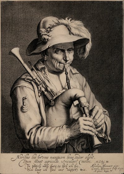 Man Playing the Bagpipes by Cornelis Bloemaert