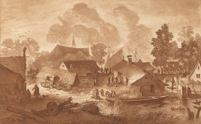 Village with Pond by Cornelis Brouwer