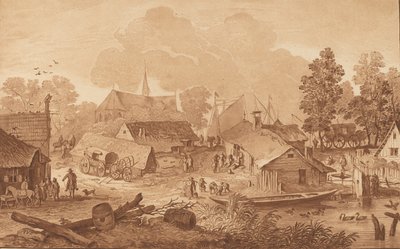 Village with Pond by Cornelis Brouwer