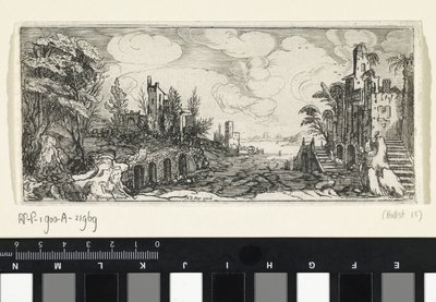 Hilly Landscape with a View of a River (series title) Landscapes by Cornelis Claesz van Wieringen (possibly)