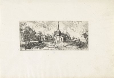 Landscape with a View of a Church in a Village (series title) by Cornelis Claesz van Wieringen (possibly)