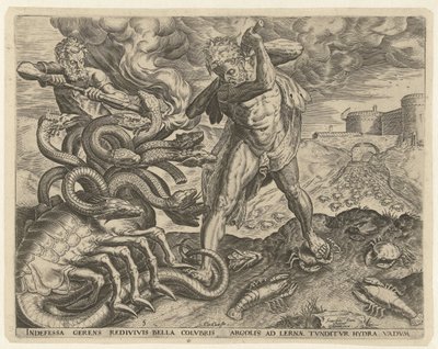 Hercules Overcomes the Hydra of Lerna (Works of Hercules) by Cornelis Cort