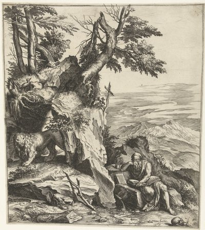 Landscape with Reading Hieronymus by Cornelis Cort
