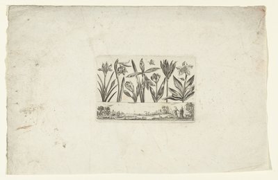 Row of Flowers above Landscape (series title: Flowers and Landscapes) by Cornelis Danckerts (I)