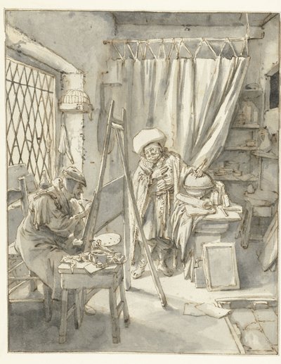 An Artist with a Model in His Studio by Cornelis Dusart