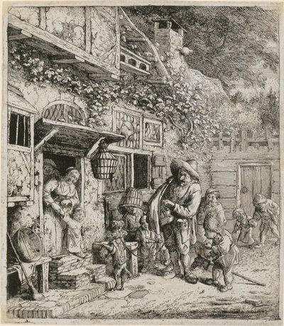 Hurdy-Gurdy Player with His Dancing Dog by Cornelis Dusart