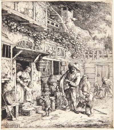 Organ Grinder with a Dancing Dog by Cornelis Dusart