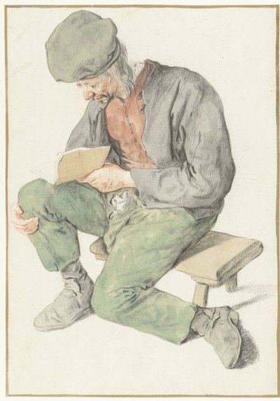 Seated Man Reading, Facing Left by Cornelis Dusart