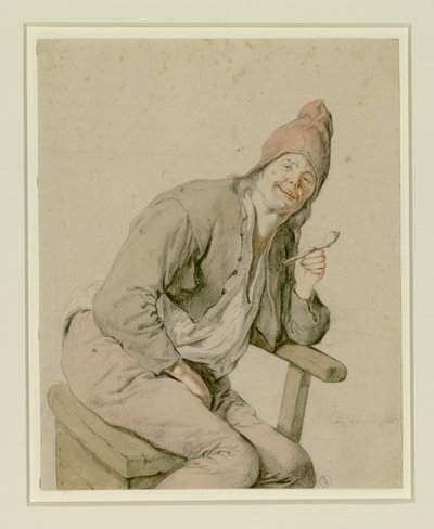 Seated Peasant with a Pipe in His Hand by Cornelis Dusart