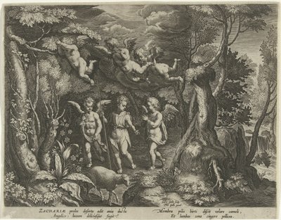 John the Baptist Accompanied by Angels as He Enters the Desert by Cornelis Galle (I)