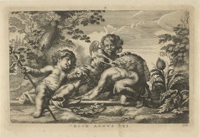John the Baptist and the Christ Child with Lamb and Angel by Cornelis Galle (II)