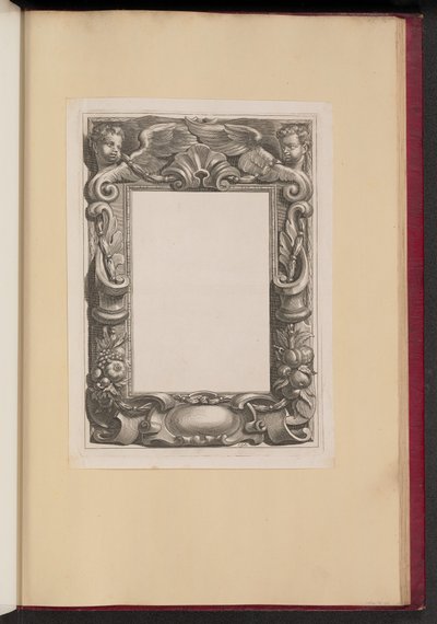 Border Illustration with Two Putti and Fruit by Cornelis Galle I