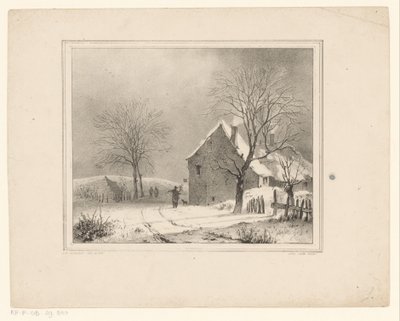 Houses in Snowy Landscape by Cornelis Gerrit Verburgh