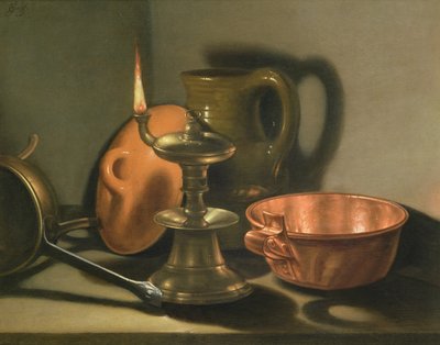 A Still Life with an Oil Lamp by Cornelis Jacobsz