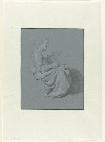 Seated Woman, in Profile to the Right, with a Pitcher in her Right Hand by Cornelis Pietersz. Bega