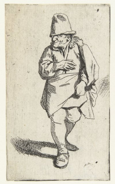 Standing Man with High Hat or Cap, Right Hand on Chest by Cornelis Pietersz. Bega