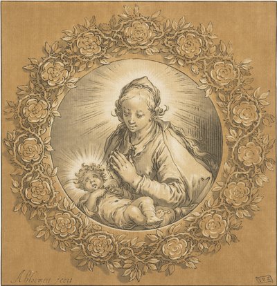 Mary with Christ Child by Cornelis Ploos van Amstel (signed by artist)