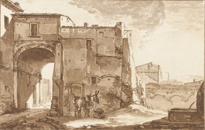Gate with Traveler and Mule by Cornelis Ploos van Amstel (signed by artist)