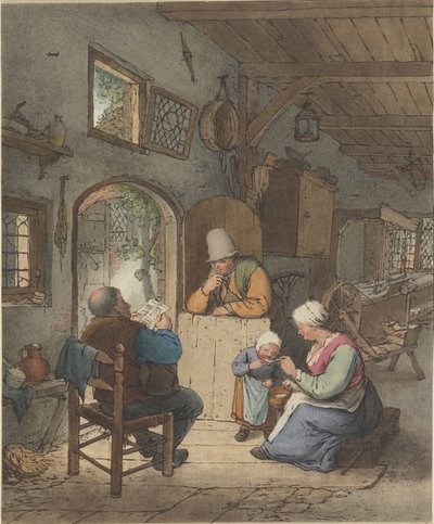 Newspaper Reader in Interior by Cornelis Ploos van Amstel