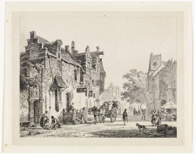 Cityscape with Horse Cart by Cornelis Springer