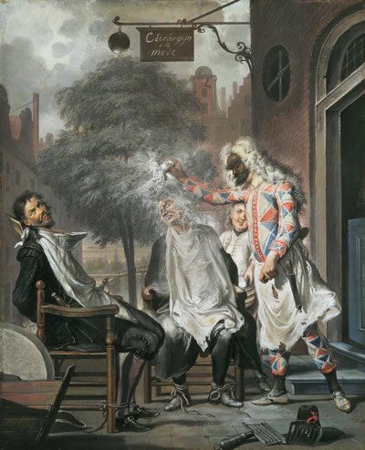 Harlequin, Magician and Barber: The Rivals Exposed by Cornelis Troost