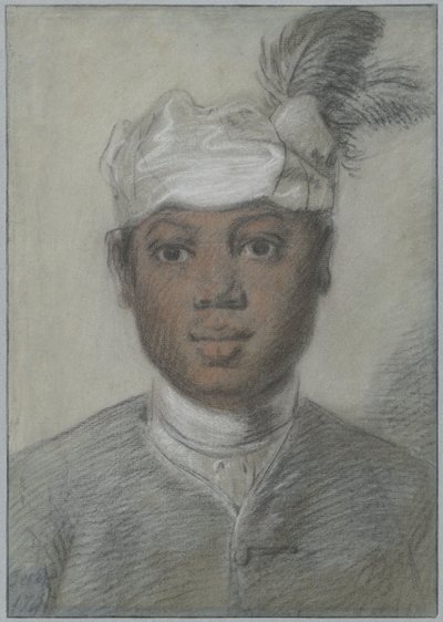 Head of a Black Young Man with Feathered Turban by Cornelis Troost