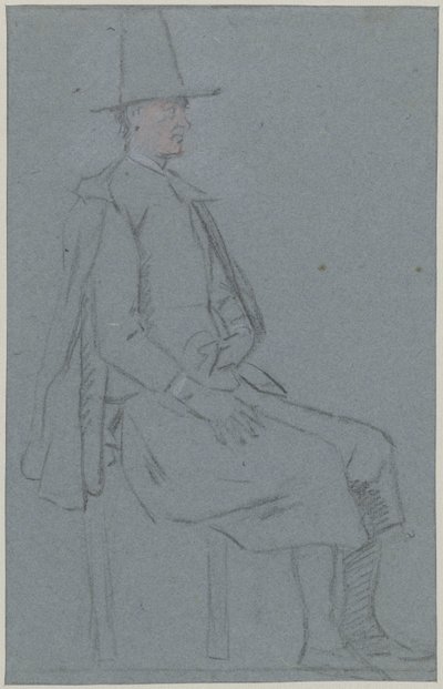 Seated Quaker, Profile to the Right, with One Hand on Thigh by Cornelis Troost