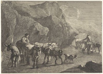 Rocky Landscape with Shepherds by Cornelis Visscher (II)