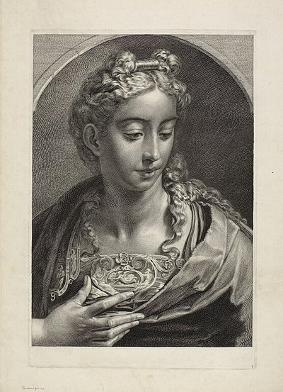 Athena, from Cabinet Reynst; Engravings of various images painted by famous artists by Cornelis Visscher
