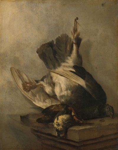 Still Life with Woodpecker and Snipes by Cornelis van Lelienbergh