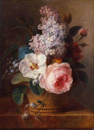 Still Life of Flowers in a Basket by Cornelis van Spaendonck