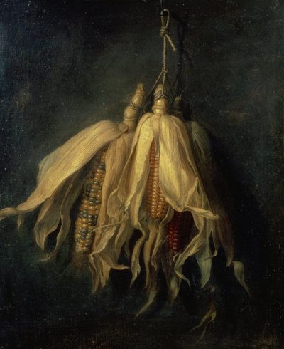 Three Corncobs Hanging From a Nail by Cornelis van Spaendonck