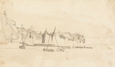 Small Boats in Harbor by Cornelius Varley