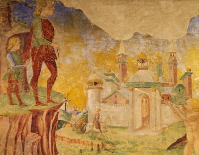Triumph of Ceres, scene from Month of August, attributed to Cosimo Tura and Master of Ercole, fresco, north wall, Hall of Months, Palazzo Schifanoia, Ferrara, Detail, Italy by Cosimo (attr. to) Tura