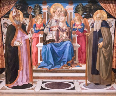 Madonna and Child Enthroned with Angels, St Nicholas and St Anthony the Abbot by Cosimo Rosselli