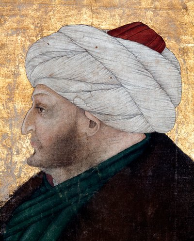 Portrait of the Ottoman Sultan Mehmet II (Mehmed II the Conqueror or Muhammad II Fatih) (1430-1481). Painting by miniaturist Costanzo da Ferrara (circa 1450 around 1524). (detail) Topkapi Sarayi Museum Library, Istanbul by Costanzo da Ferrara