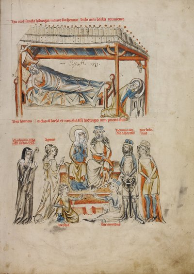 Heinrich Sleeping and Hedwig Praying; Heinrich and Hedwig with Their Children by Court workshop of Duke Ludwig I of Liegnitz and Brieg