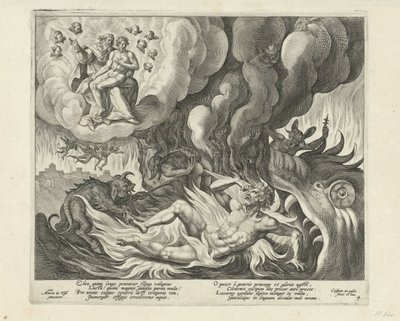 Lazarus in Heaven and the Rich Man in Hell (Parable of the Rich Man and Poor Lazarus) by Crispijn van de Passe (I)