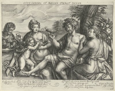 Bacchus, Venus, and Ceres in a Landscape by Crispijn van den Queborn
