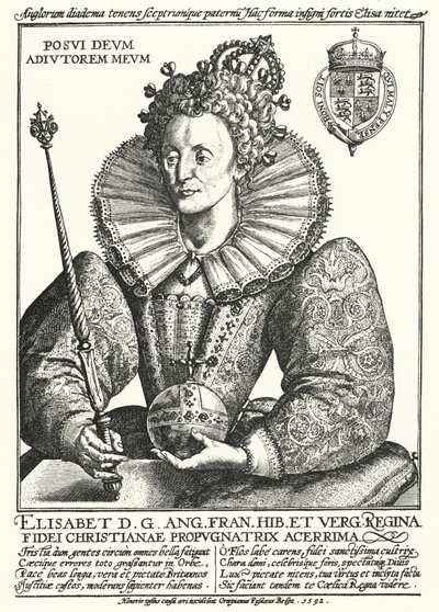Elizabeth I, Queen of England (engraving) by Crispin I de (after) Passe