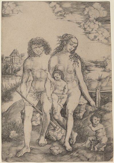 Adam and Eve with the Infants Cain and Abel by Cristofano Robetta