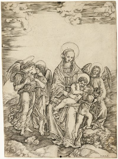 The Virgin and Child with Saint John and Three Angels by Cristofano Robetta