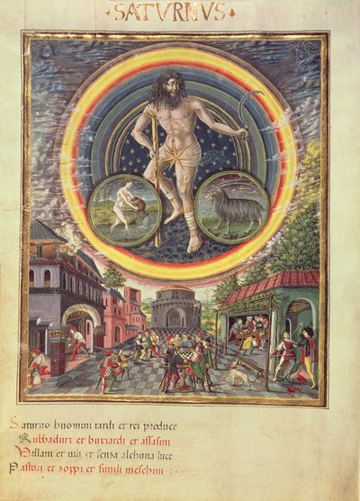 Saturn with the Zodiac signs of Aquarius and Capricorn, from 