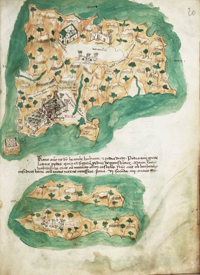Naxos vellum chart, c.1420 by Cristoforo Buondelmonti