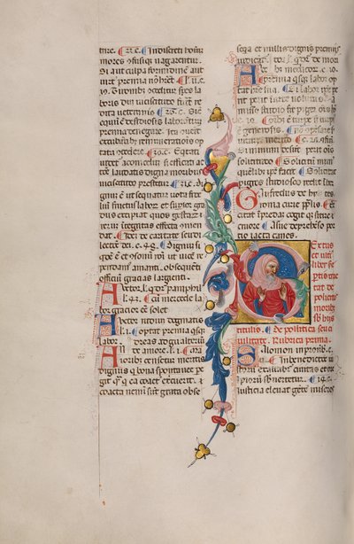 Initial S: Bust Portrait of a Bearded Man in Prayer by Cristoforo Cortese