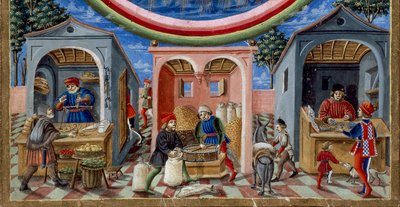 Detail of Merchants Selling Various Items (Detail) by Cristoforo De Predis